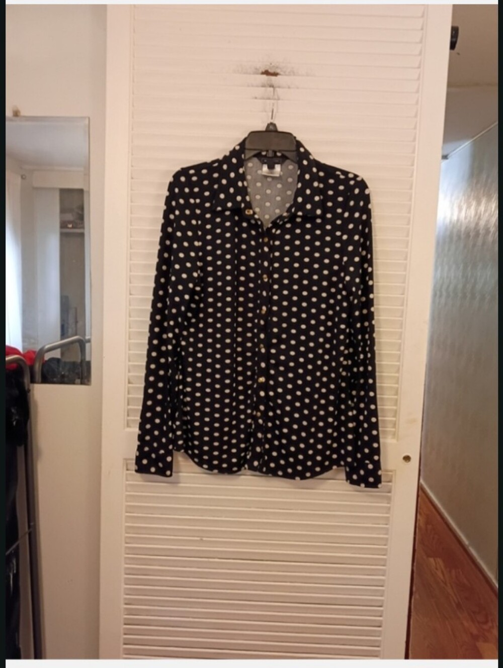 BCBGMaxAzria Black Polka Dot Button-Down Shirt - Picture 2 of 7